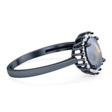 Vintage Style Oval Natural Stone Flower Ring