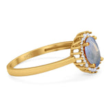 Vintage Style Oval Natural Stone Flower Ring