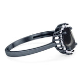 Vintage Style Oval Natural Stone Flower Ring