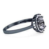 Vintage Style Oval Natural Stone Flower Ring