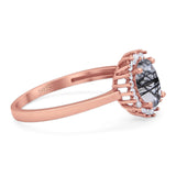 Vintage Style Oval Natural Stone Flower Ring