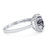 Vintage Style Oval Natural Stone Flower Ring