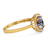 Vintage Style Oval Natural Stone Flower Ring