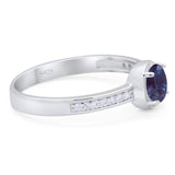 Vintage Style Round Natural Stone Solitaire Ring