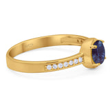 Vintage Style Round Natural Stone Solitaire Ring