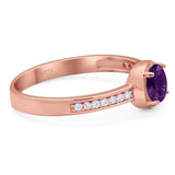 Vintage Style Round Natural Stone Solitaire Ring