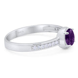 Vintage Style Round Natural Stone Solitaire Ring