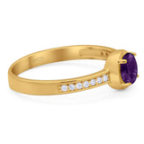 Vintage Style Round Natural Stone Solitaire Ring