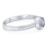 Vintage Style Round Natural Stone Solitaire Ring