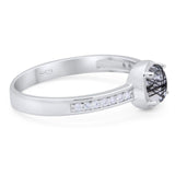 Vintage Style Round Natural Stone Solitaire Ring