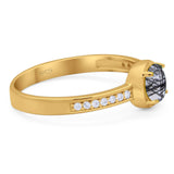 Vintage Style Round Natural Stone Solitaire Ring