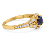 Art Deco Round Natural Stone Ring