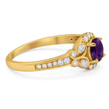 Art Deco Round Natural Stone Ring