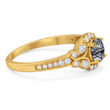 Art Deco Round Natural Stone Ring