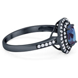 Art Deco Oval Natural Stone Halo Ring