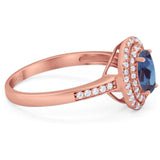 Art Deco Oval Natural Stone Halo Ring