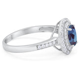 Art Deco Oval Natural Stone Halo Ring