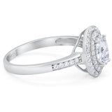 Art Deco Oval Natural Stone Halo Ring