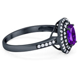 Art Deco Oval Natural Stone Halo Ring