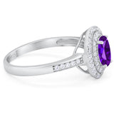 Art Deco Oval Natural Stone Halo Ring