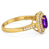 Art Deco Oval Natural Stone Halo Ring