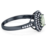 Art Deco Oval Natural Stone Halo Ring