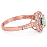 Art Deco Oval Natural Stone Halo Ring