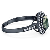 Art Deco Oval Natural Stone Halo Ring