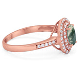 Art Deco Oval Natural Stone Halo Ring