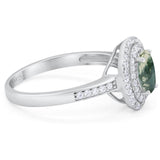 Art Deco Oval Natural Stone Halo Ring