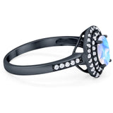 Art Deco Oval Natural Stone Halo Ring