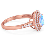 Art Deco Oval Natural Stone Halo Ring