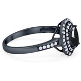 Art Deco Oval Natural Stone Halo Ring