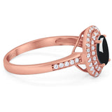 Art Deco Oval Natural Stone Halo Ring