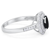 Art Deco Oval Natural Stone Halo Ring