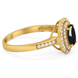 Art Deco Oval Natural Stone Halo Ring