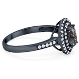 Art Deco Oval Natural Stone Halo Ring