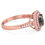 Art Deco Oval Natural Stone Halo Ring