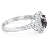 Art Deco Oval Natural Stone Halo Ring