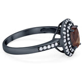 Art Deco Oval Natural Stone Halo Ring