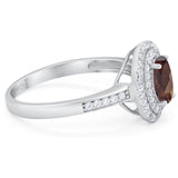 Art Deco Oval Natural Stone Halo Ring