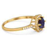 Round Natural Stone Hexagonal Ring