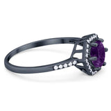 Round Natural Stone Hexagonal Ring