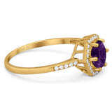 Round Natural Stone Hexagonal Ring