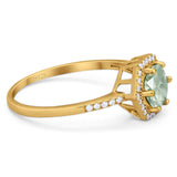 Round Natural Stone Hexagonal Ring