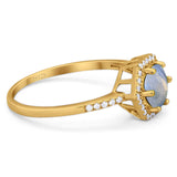 Round Natural Stone Hexagonal Ring