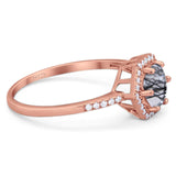 Round Natural Stone Hexagonal Ring