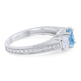 Three Stone Oval Natural Stone Wedding Ring