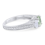 Three Stone Oval Natural Stone Wedding Ring