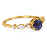 Vintage Style Round Natural Stone Beaded Ring